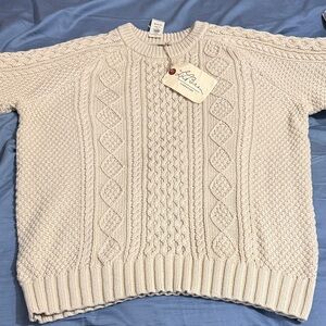 L.L. Bean Cream Cable Knit Crewneck Sweater